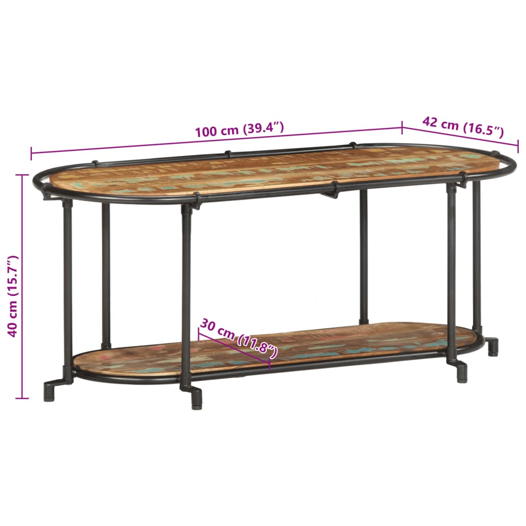 Meuble TV 100x42x40 cm Bois massif de récupération Fixations & meubles de rangement multimédia vidaXL   