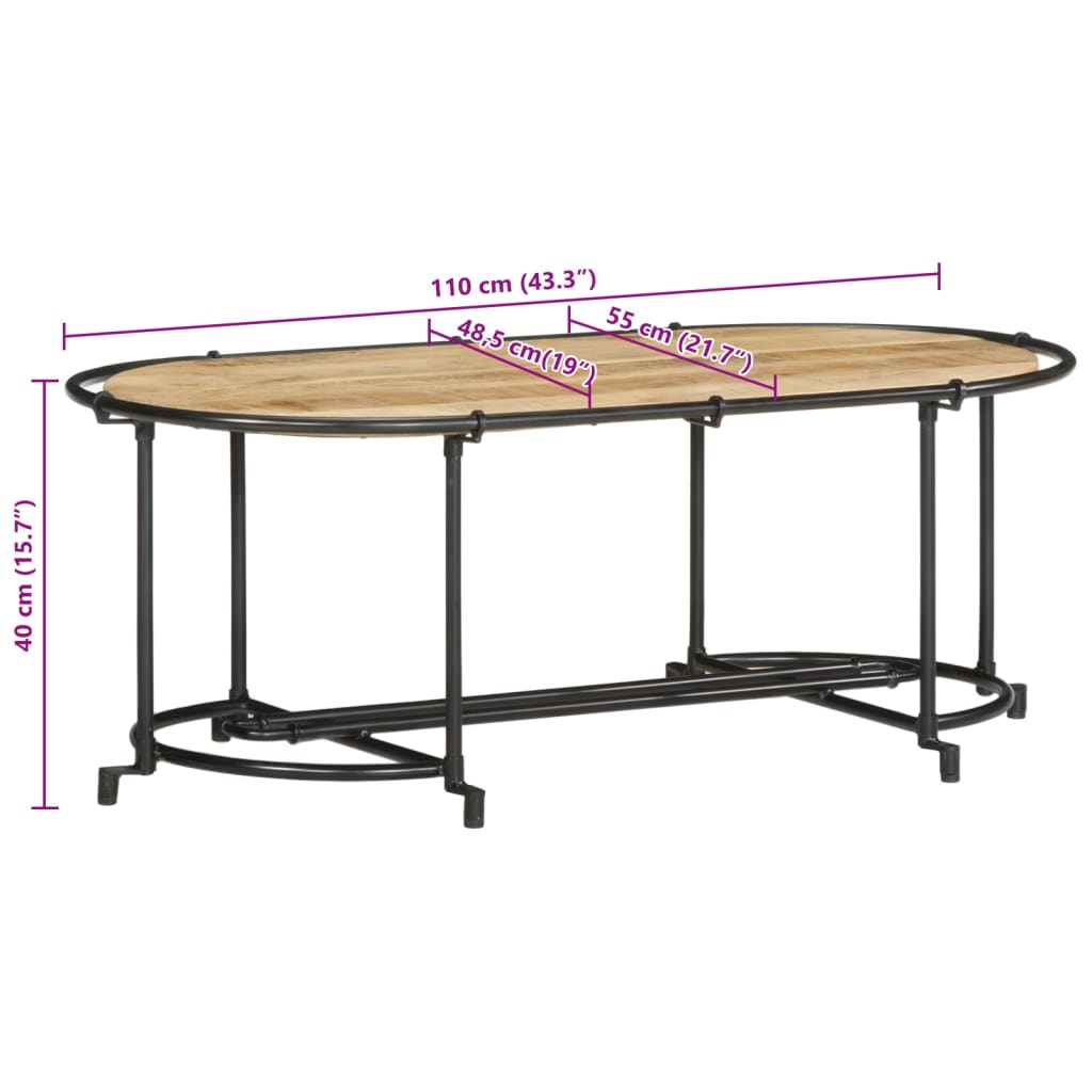 Table basse 110x55x40 cm bois de manguier massif brut Tables basses vidaXL   