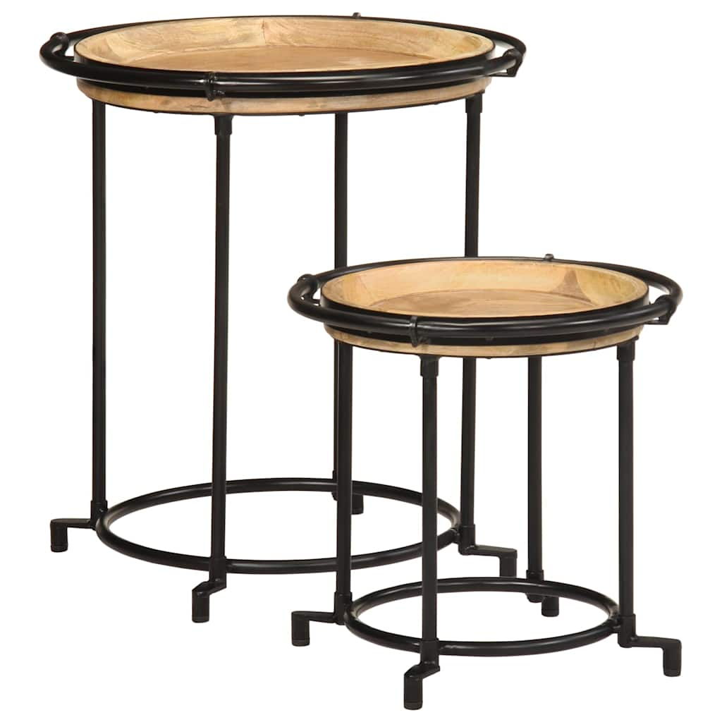 Ensemble de table d'appoint 2 pcs bois massif de manguier Tables d'appoint vidaXL