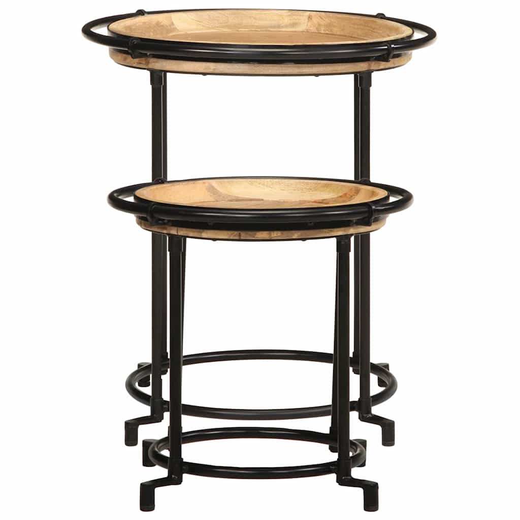 Ensemble de table d'appoint 2 pcs bois massif de manguier Tables d'appoint vidaXL