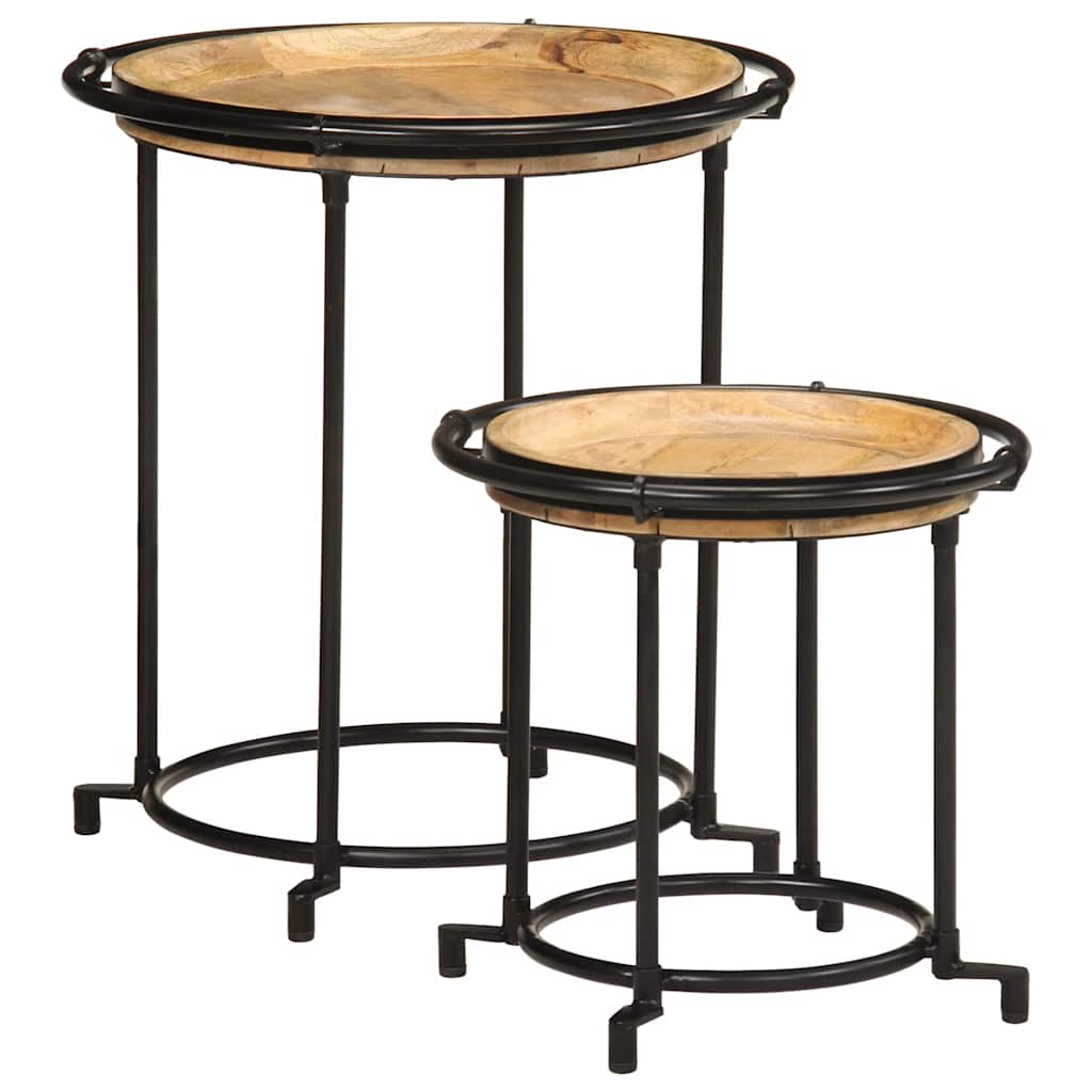 Ensemble de table d'appoint 2 pcs bois massif de manguier Tables d'appoint vidaXL