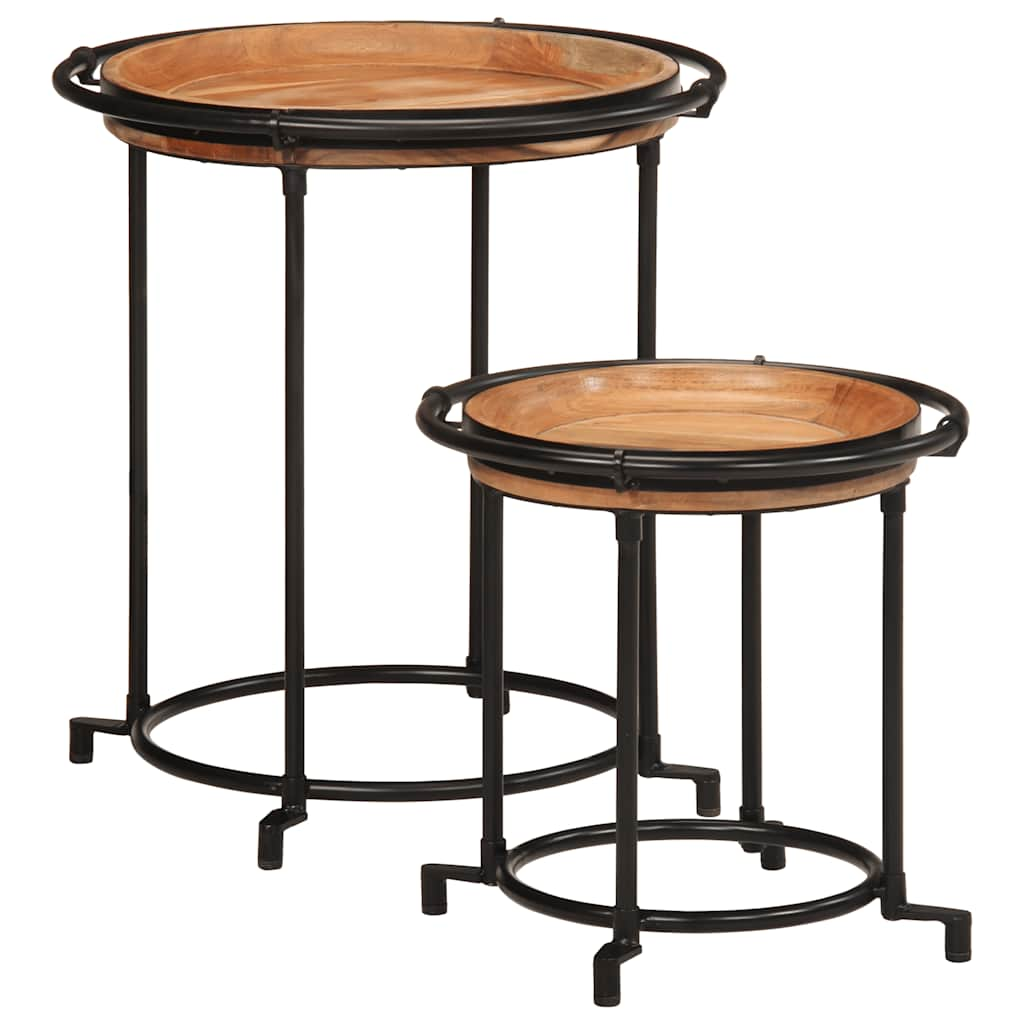 Ensemble de table d'appoint 2 pcs bois massif d'acacia Tables d'appoint vidaXL