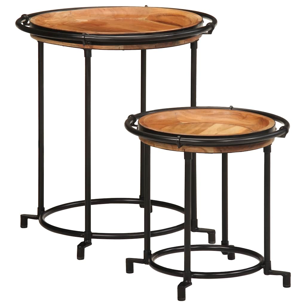 Ensemble de table d'appoint 2 pcs bois massif d'acacia Tables d'appoint vidaXL