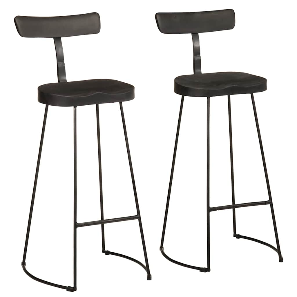 Tabourets de bar lot de 2 noir 49x43x103cm bois manguier massif Tabourets de bar vidaXL