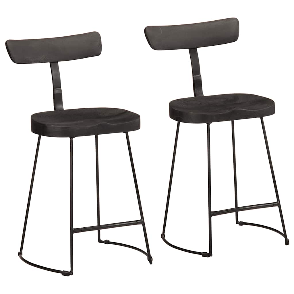 Tabourets de bar lot de 2 noir 49x43x79 cm bois manguier massif Tabourets de bar vidaXL