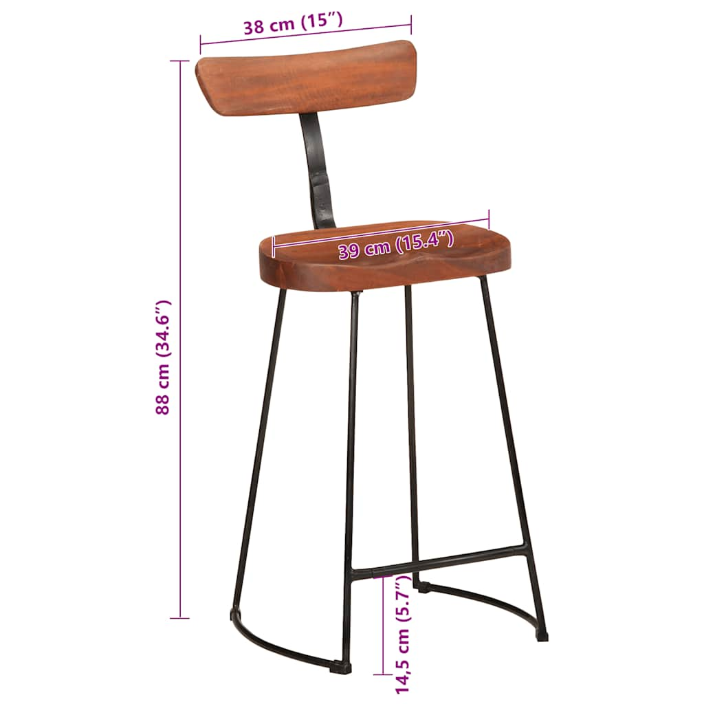 Tabourets de bar lot de 2 49x43x88 cm bois de manguier massif Tabourets de bar vidaXL