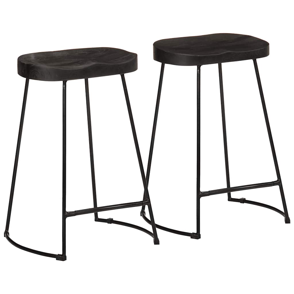 Tabourets de bar lot de 2 noir 45x40x62 cm bois manguier massif Tabourets de bar vidaXL