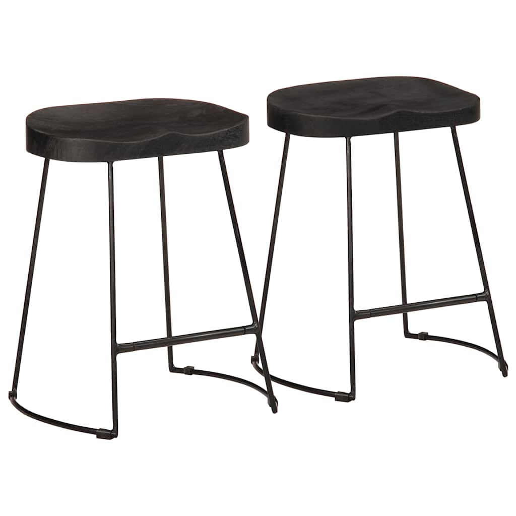 Tabourets de bar lot de 2 noir 46x38x52 cm bois manguier massif Tabourets de bar vidaXL