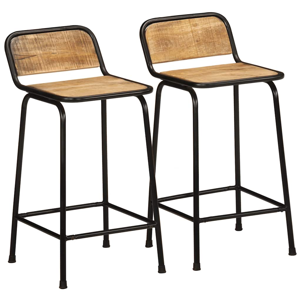 Tabourets de bar lot de 2 bois massif manguier brut Tabourets de bar vidaXL