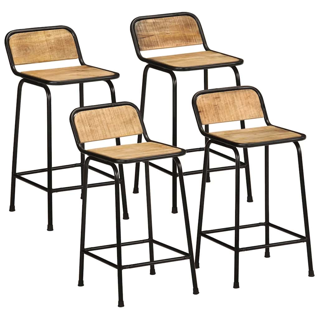 Tabourets de bar lot de 4 bois massif manguier brut Tabourets de bar vidaXL