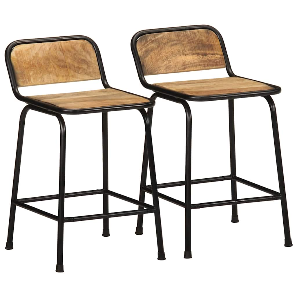 Tabourets de bar lot de 2 pcs bois massif manguier brut Tabourets de bar vidaXL