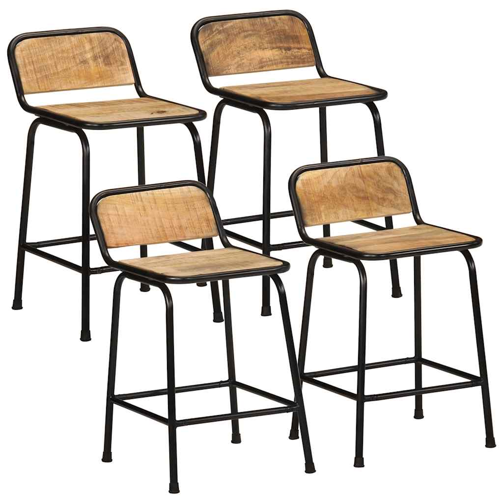 Tabourets de bar lot de 4 bois massif manguier brut Tabourets de bar vidaXL