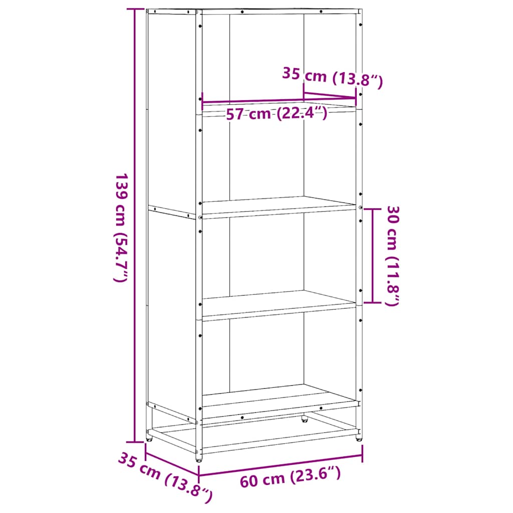 Bibliothèque chêne sonoma 60x35x139 cm bois d'ingénierie Bibliothèques vidaXL