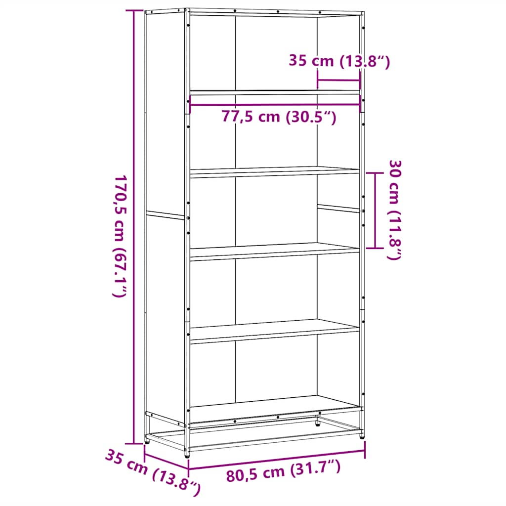 Bibliothèque chêne sonoma 80,5x35x170,5 cm bois d'ingénierie Bibliothèques vidaXL