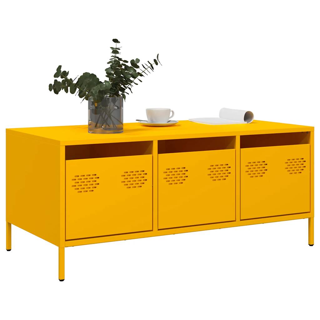 Table basse jaune moutarde 101,5x50x43,5cm acier laminé à froid Tables basses vidaXL   