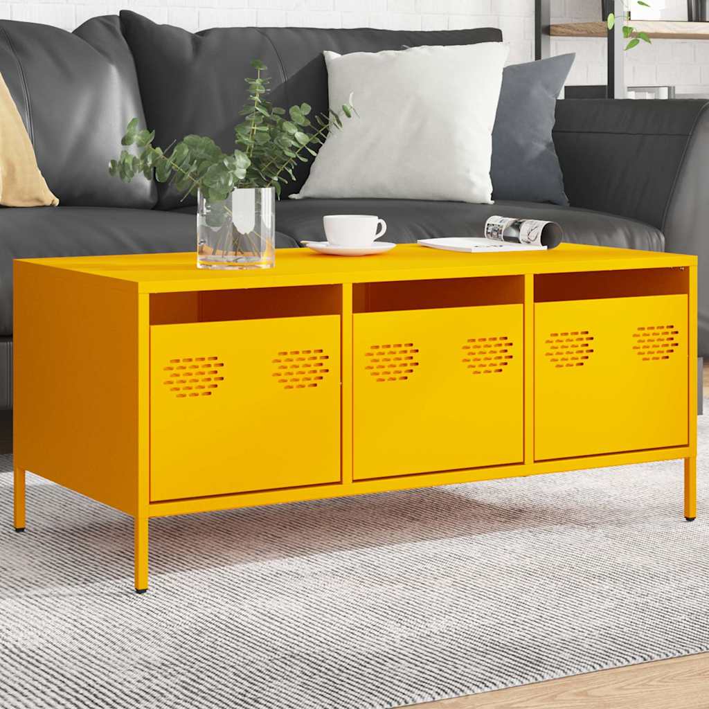 Table basse jaune moutarde 101,5x50x43,5cm acier laminé à froid Tables basses vidaXL   