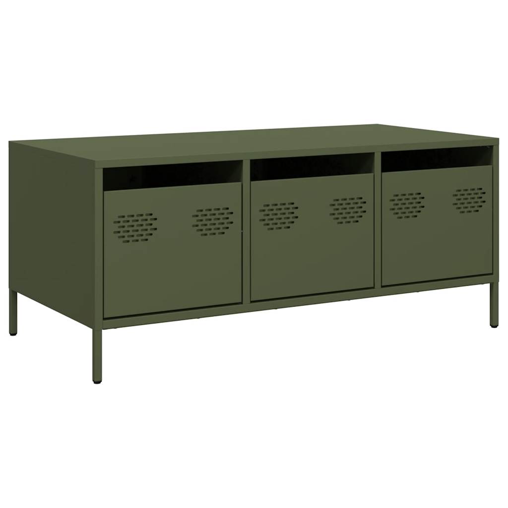 Table basse vert olive 101,5x50x43,5 cm acier laminé à froid Tables basses vidaXL   