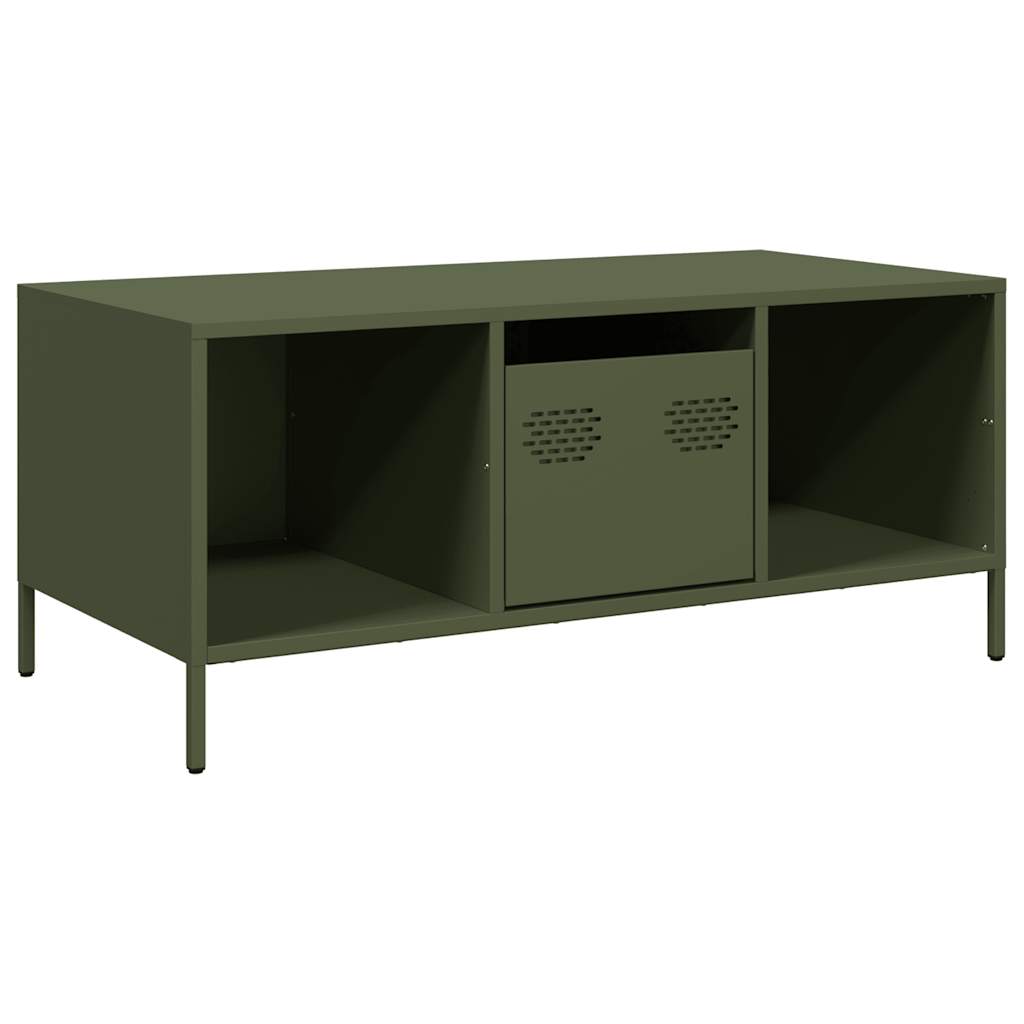 Table basse vert olive 101,5x50x43,5 cm acier laminé à froid Tables basses vidaXL   