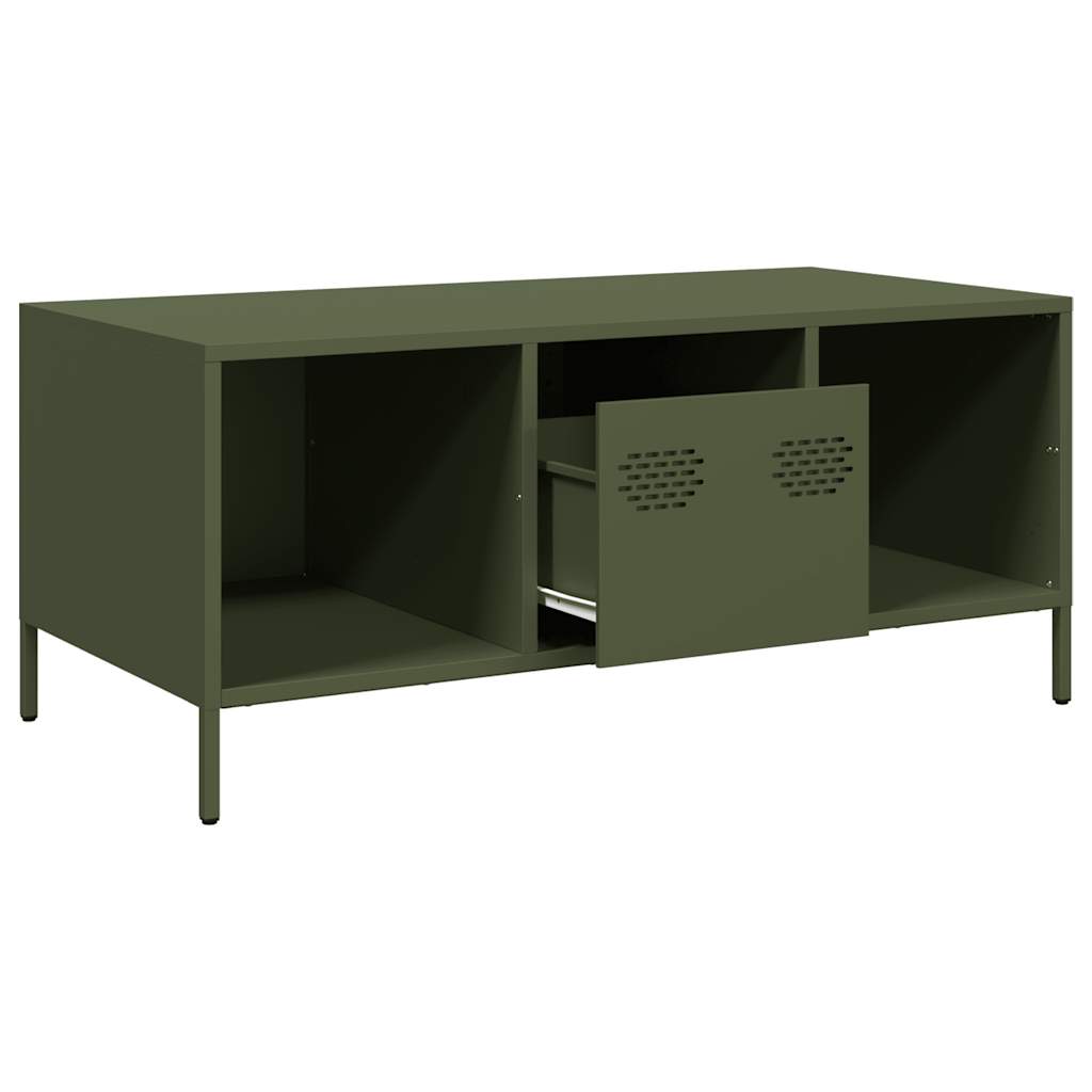 Table basse vert olive 101,5x50x43,5 cm acier laminé à froid Tables basses vidaXL   