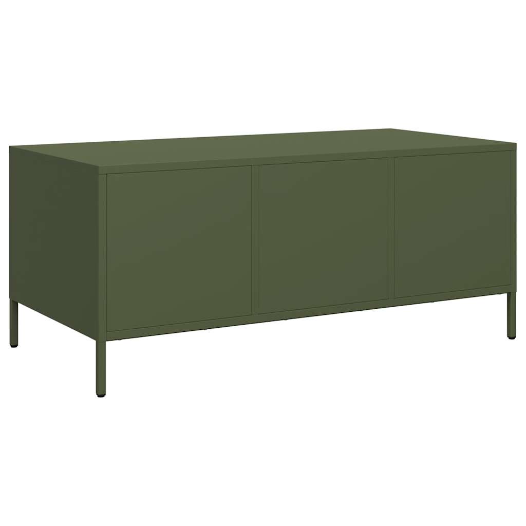 Table basse vert olive 101,5x50x43,5 cm acier laminé à froid Tables basses vidaXL   