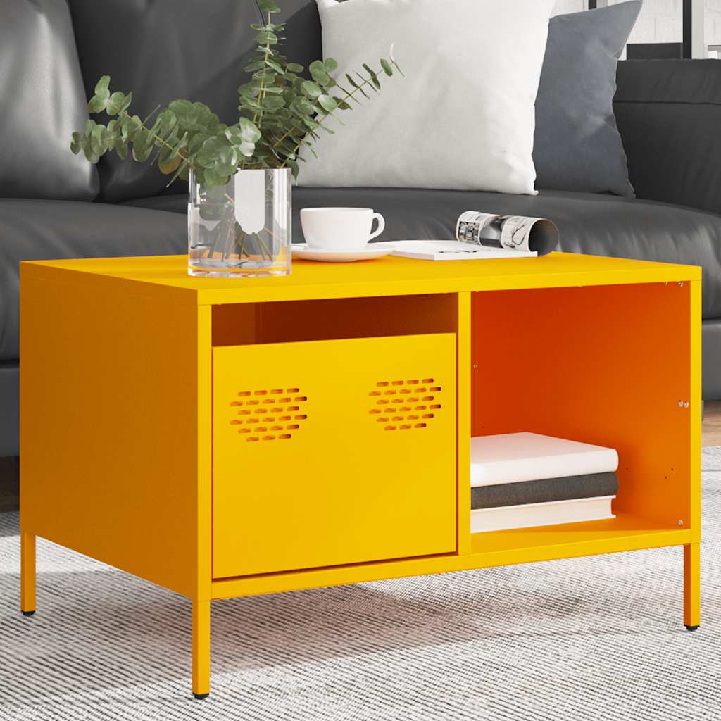 Table basse jaune moutarde 68,5x50x43,5 cm acier laminé à froid Tables basses vidaXL   