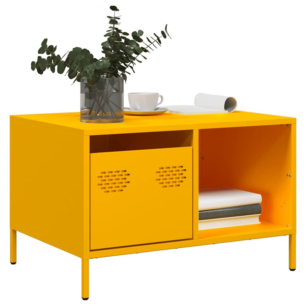 Table basse jaune moutarde 68,5x50x43,5 cm acier laminé à froid Tables basses vidaXL   