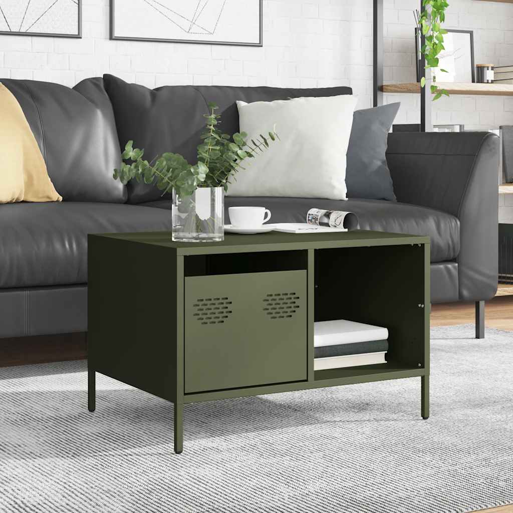 Table basse vert olive 68,5x50x43,5 cm acier laminé à froid Tables basses vidaXL   