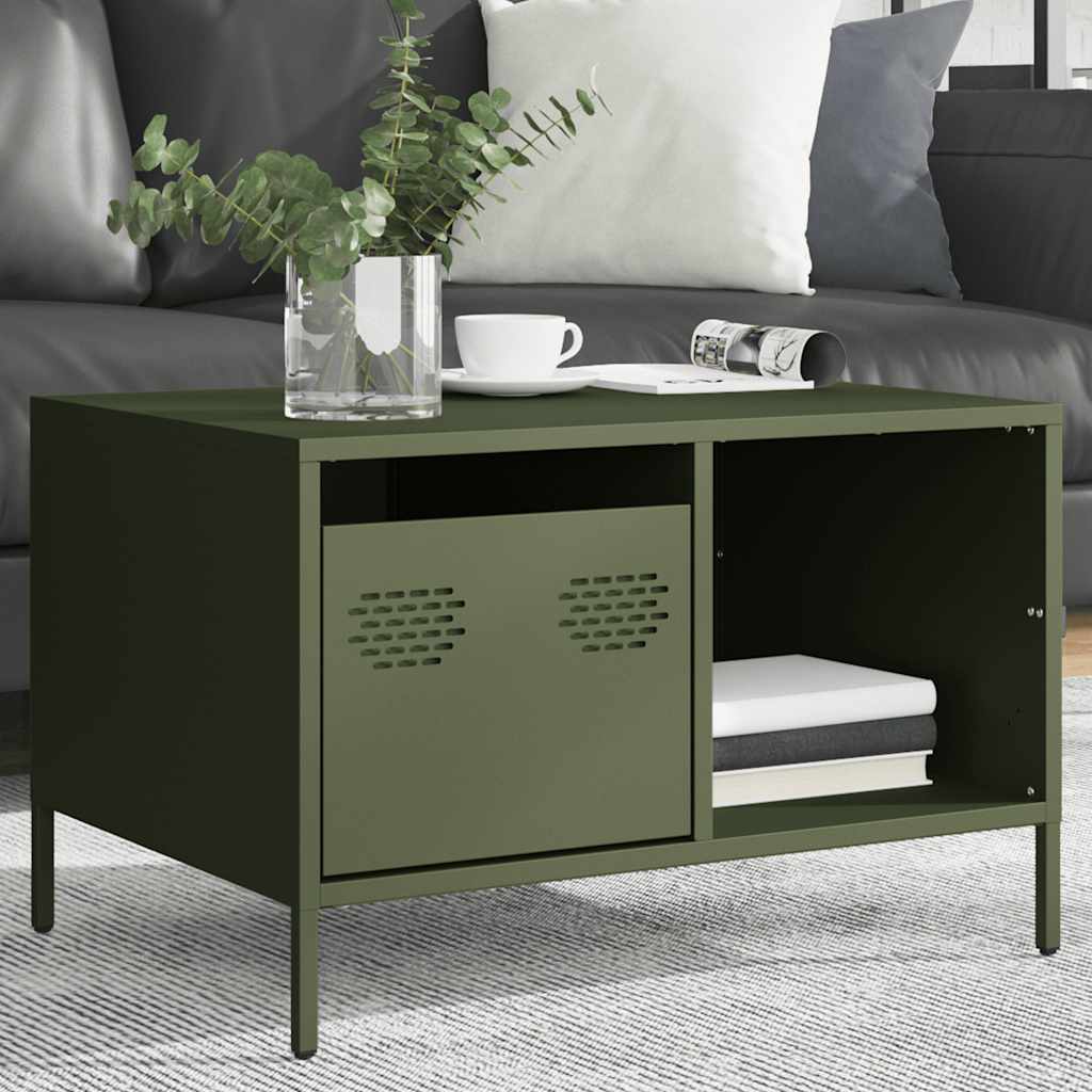 Table basse vert olive 68,5x50x43,5 cm acier laminé à froid Tables basses vidaXL   