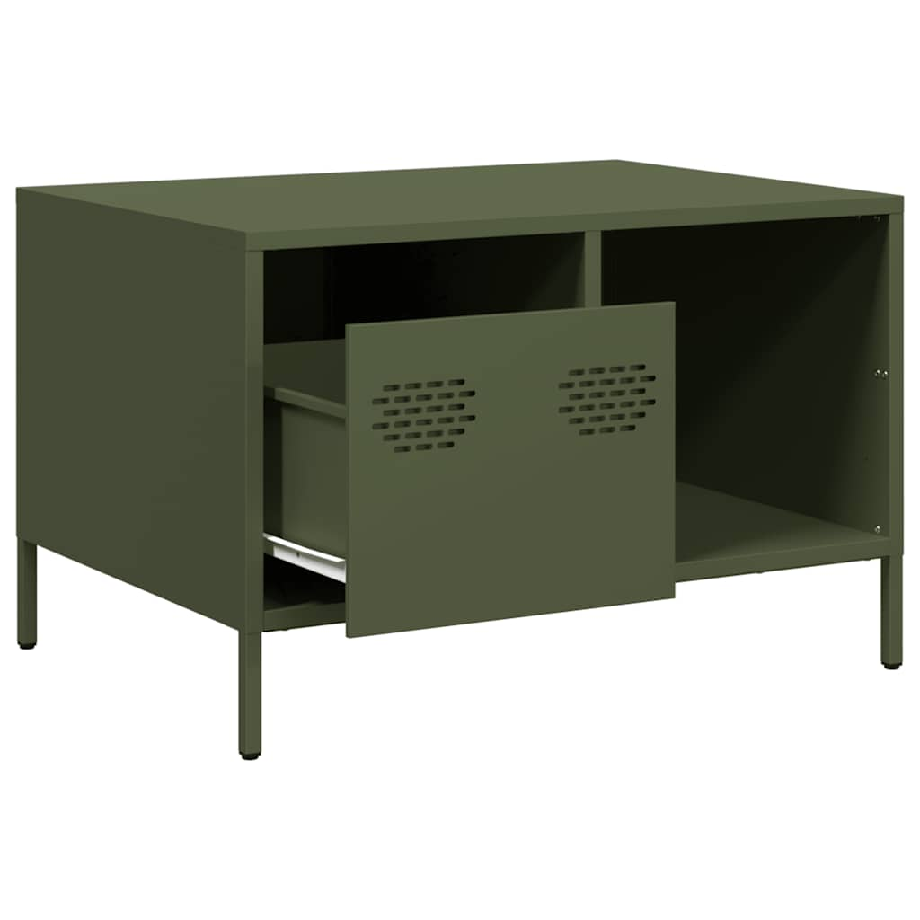 Table basse vert olive 68,5x50x43,5 cm acier laminé à froid Tables basses vidaXL   