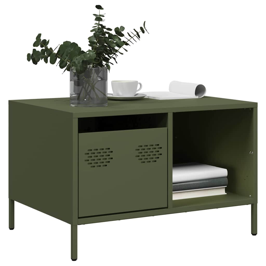 Table basse vert olive 68,5x50x43,5 cm acier laminé à froid Tables basses vidaXL   