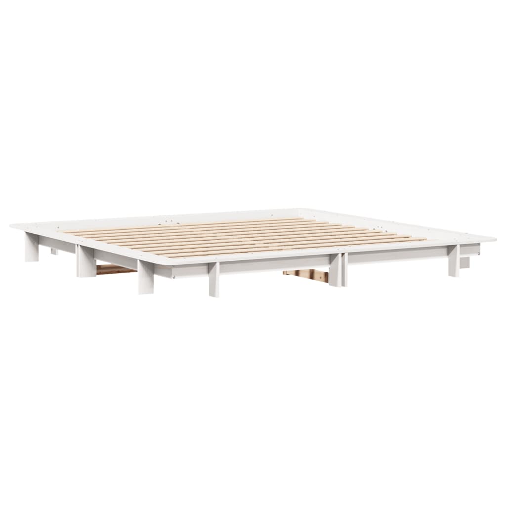 Cadre de lit blanc 200x200 cm bois de pin massif Lits & cadres de lit vidaXL   