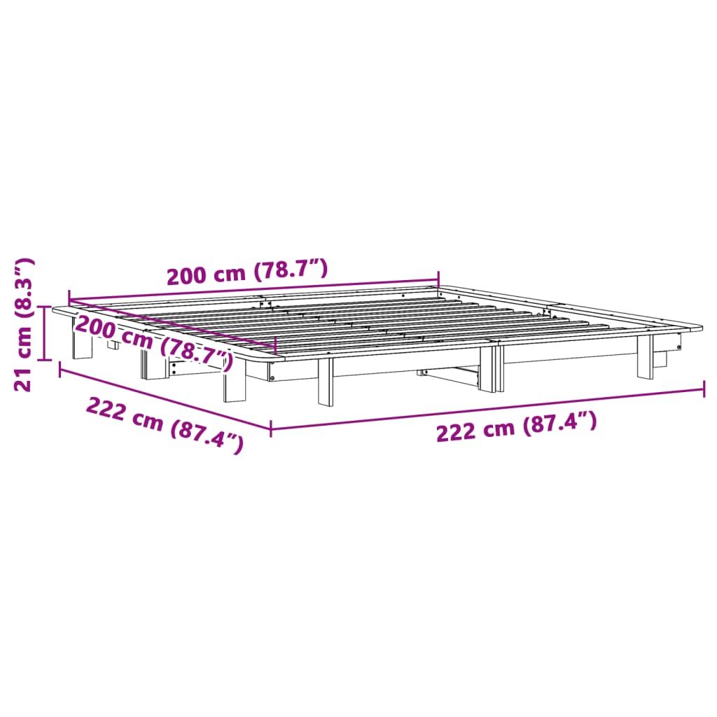 Cadre de lit blanc 200x200 cm bois de pin massif Lits & cadres de lit vidaXL   