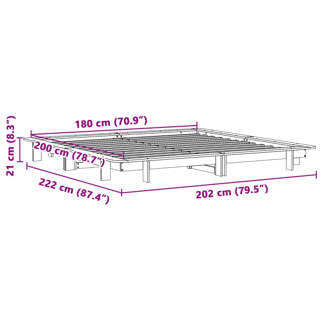 Cadre de lit blanc 180x200 cm bois de pin massif Lits & cadres de lit vidaXL   