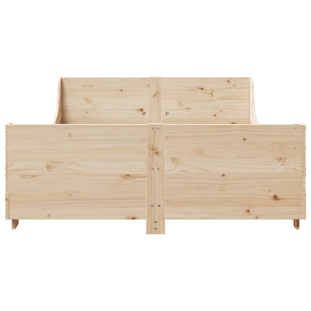 Cadre de lit avec tête de lit 135x190 cm bois de pin massif Lits & cadres de lit vidaXL   