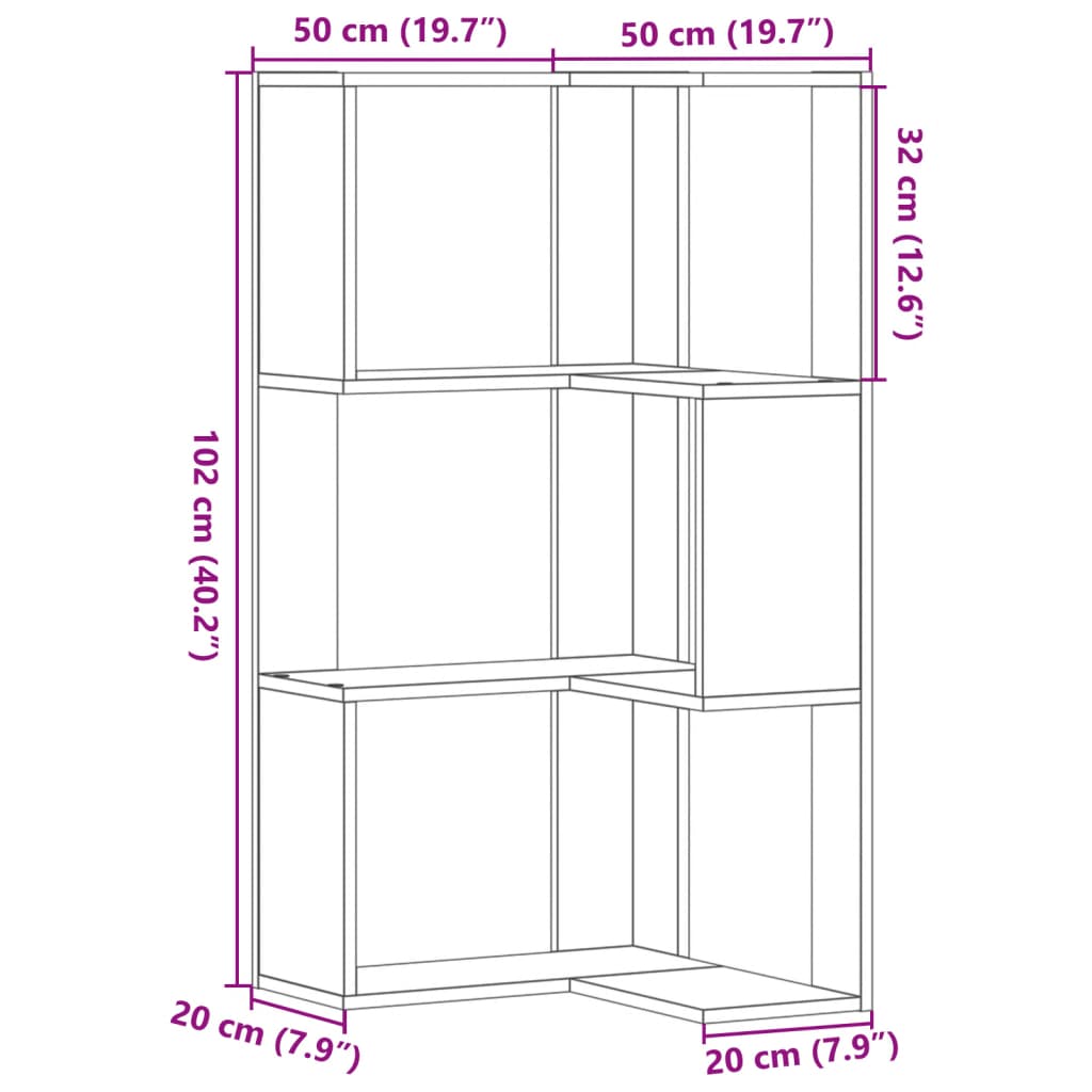 Image Bibliothèque d'angle à 3 niveaux noir bois d'ingénierie | Xios Store SNC vidaXL Xios Store SNC