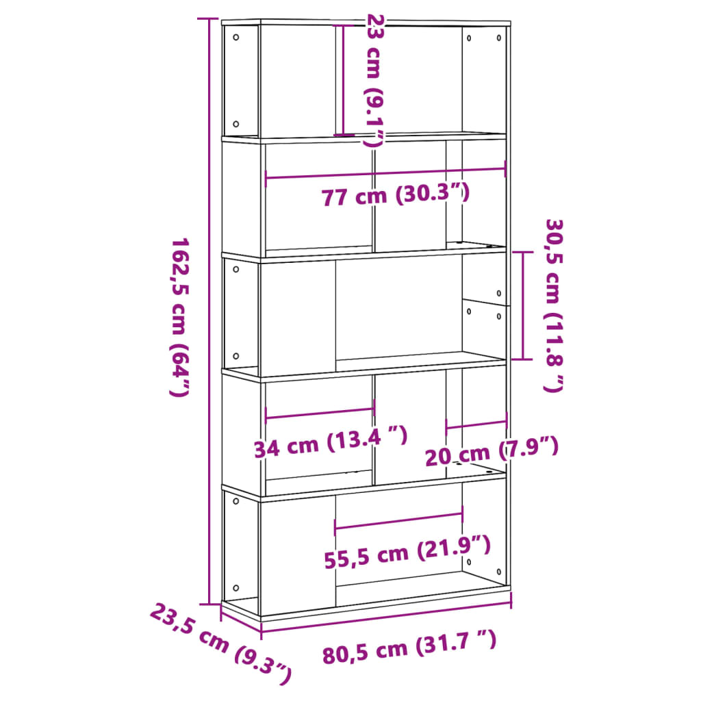 Image Bibliothèque 5 niveaux chêne fumé bois d'ingénierie | Xios Store SNC vidaXL Xios Store SNC