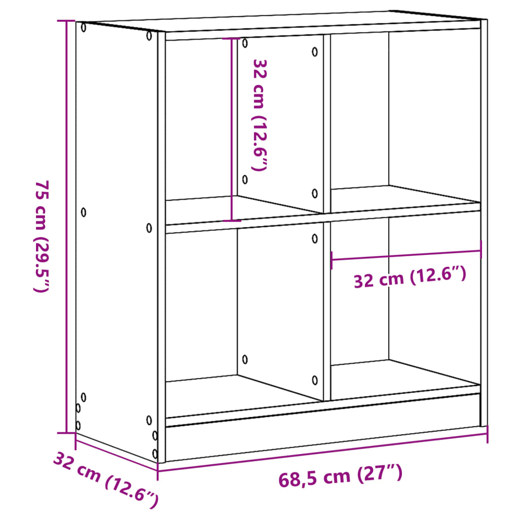 Image Bibliothèque gris béton 68,5x32x75 cm bois d'ingénierie | Xios Store SNC vidaXL Xios Store SNC