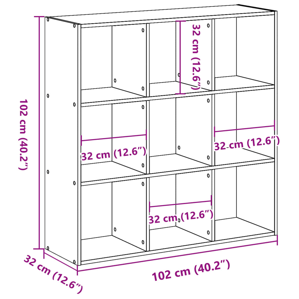 Image Bibliothèque chêne artisanal 102x32x102 cm bois d'ingénierie | Xios Store SNC vidaXL Xios Store SNC