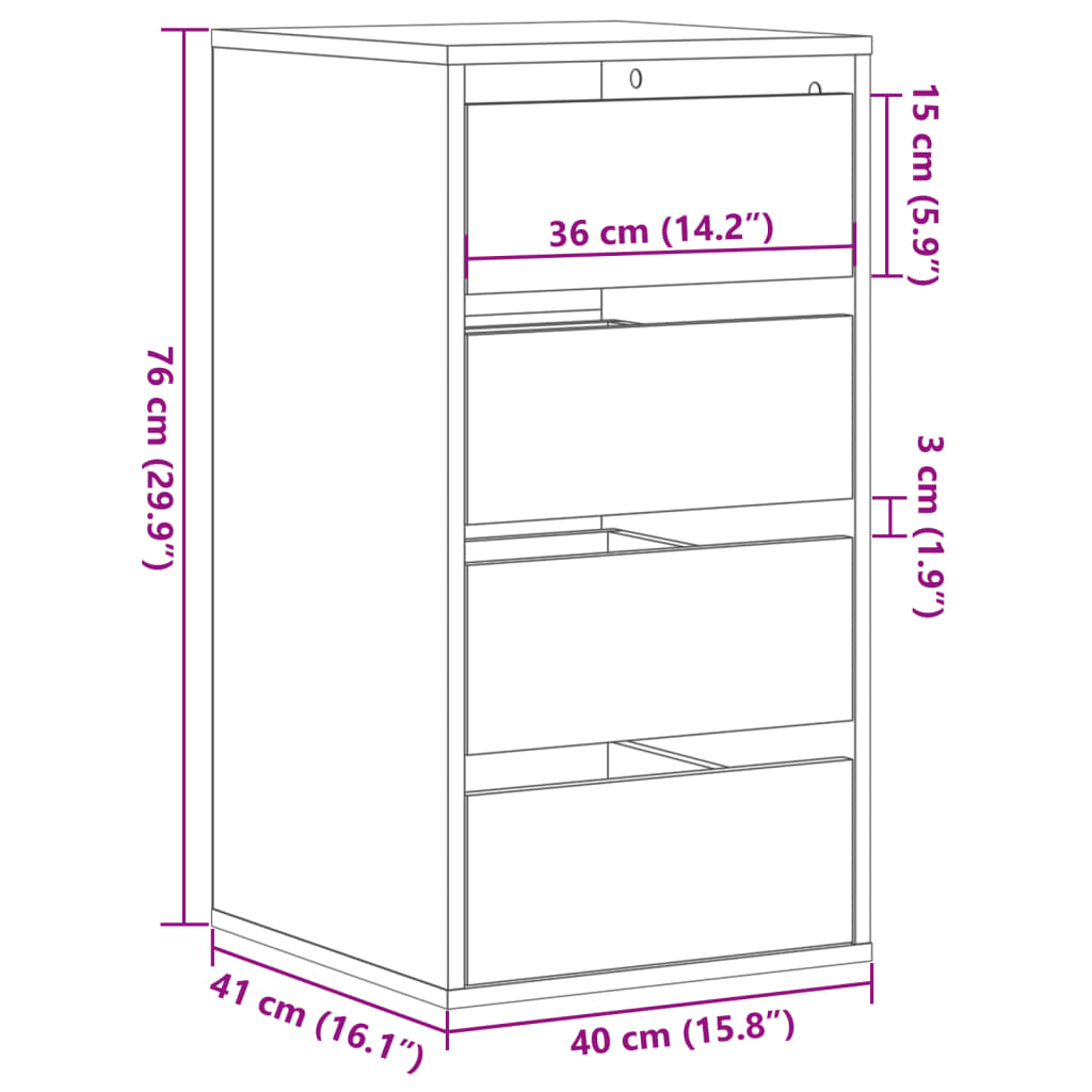 Image Commode d'angle chêne sonoma 40x41x76 cm bois d'ingénierie | Xios Store SNC vidaXL Xios Store SNC