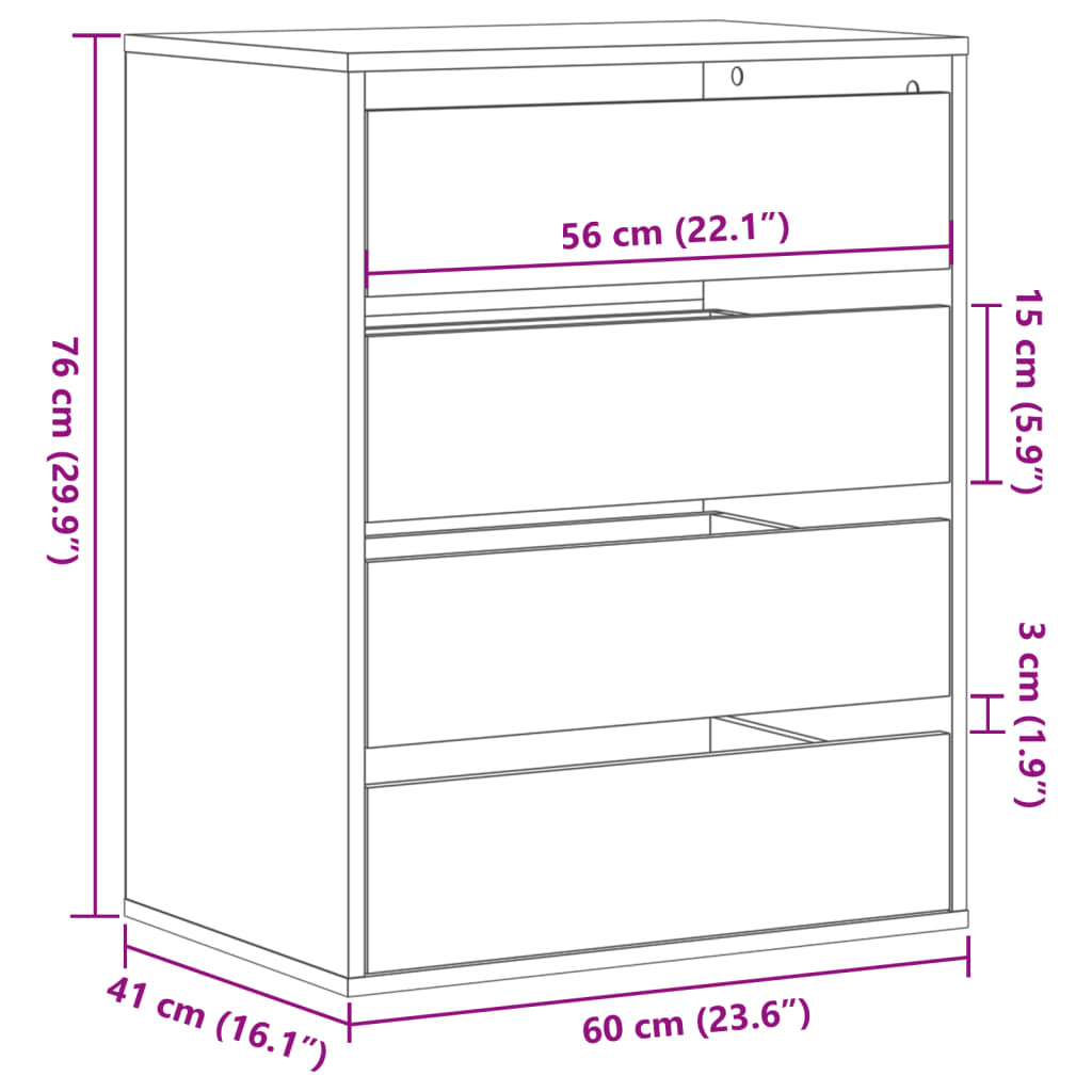 Image Commode d'angle chêne fumé 60x41x76 cm bois d'ingénierie | Xios Store SNC vidaXL Xios Store SNC