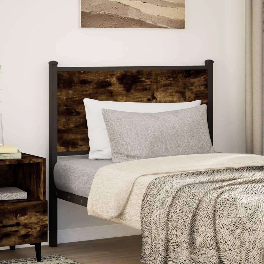 Tête de lit chêne fumé 75 cm bois d'ingénierie et acier Têtes et pieds de lit vidaXL   