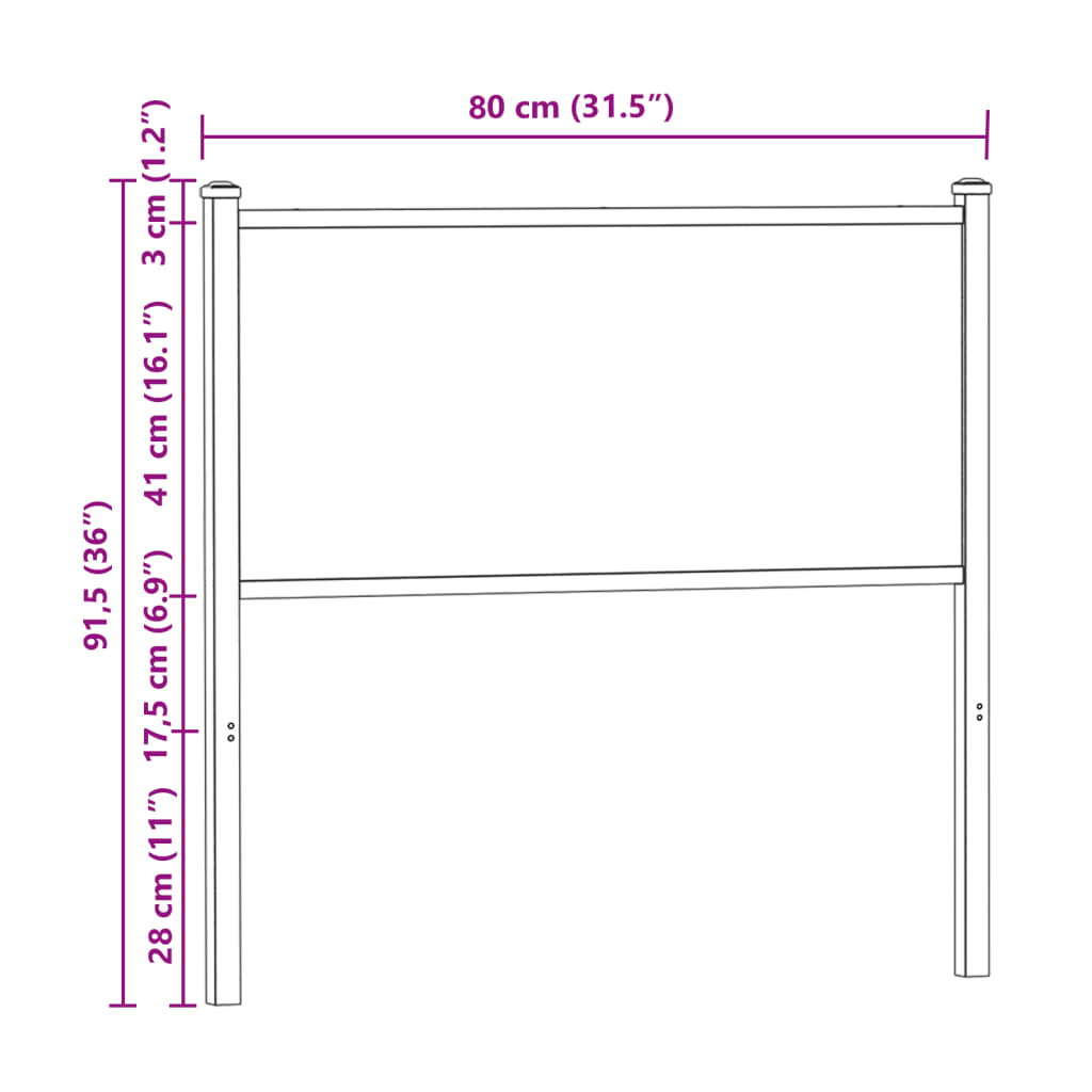 Tête de lit chêne fumé 75 cm bois d'ingénierie et acier Têtes et pieds de lit vidaXL   