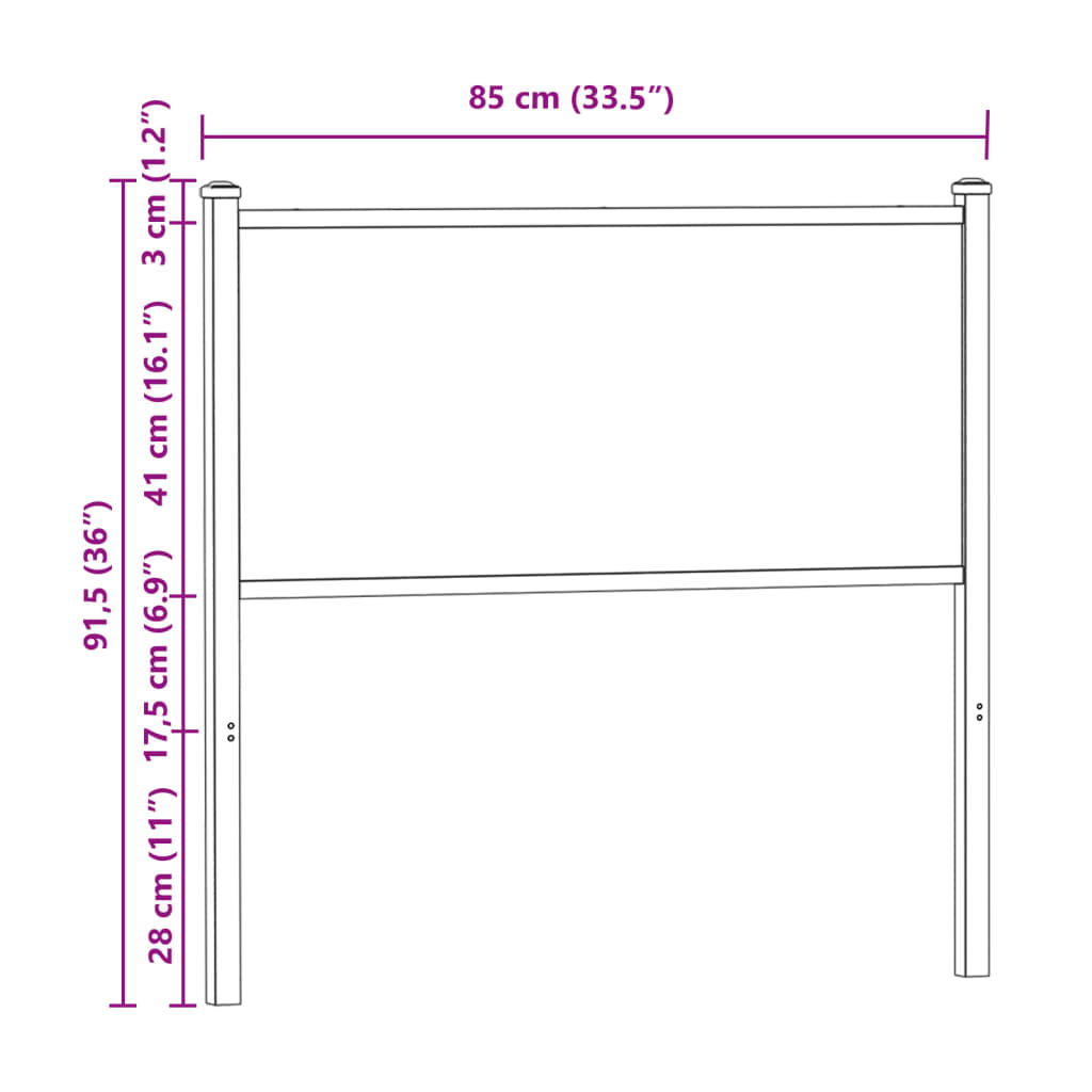 Tête de lit chêne fumé 80 cm bois d'ingénierie et acier Têtes et pieds de lit vidaXL   