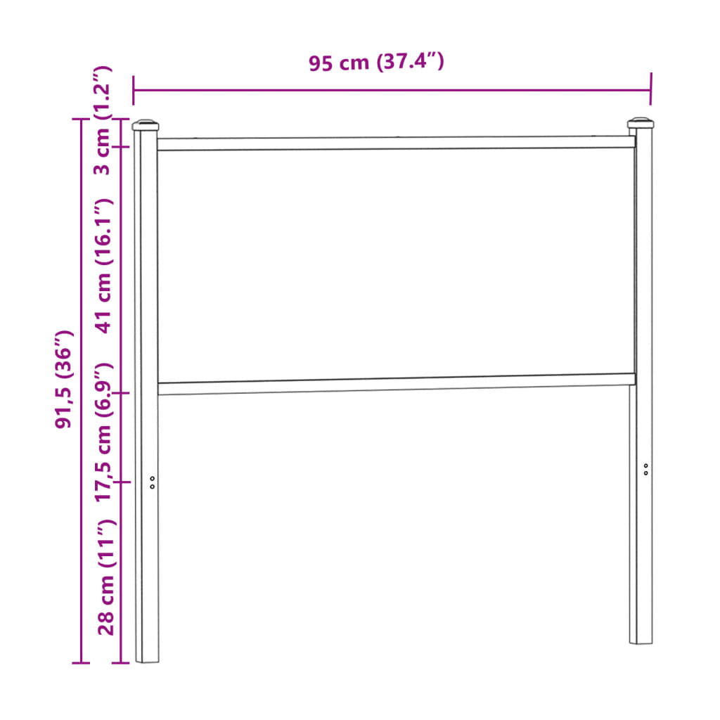 Tête de lit chêne fumé 90 cm bois d'ingénierie et acier Têtes et pieds de lit vidaXL   