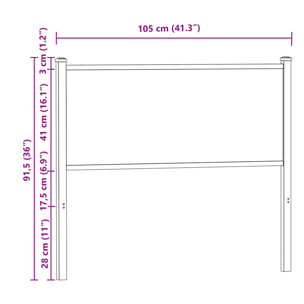 Tête de lit chêne fumé 100 cm bois d'ingénierie et acier Têtes et pieds de lit vidaXL   