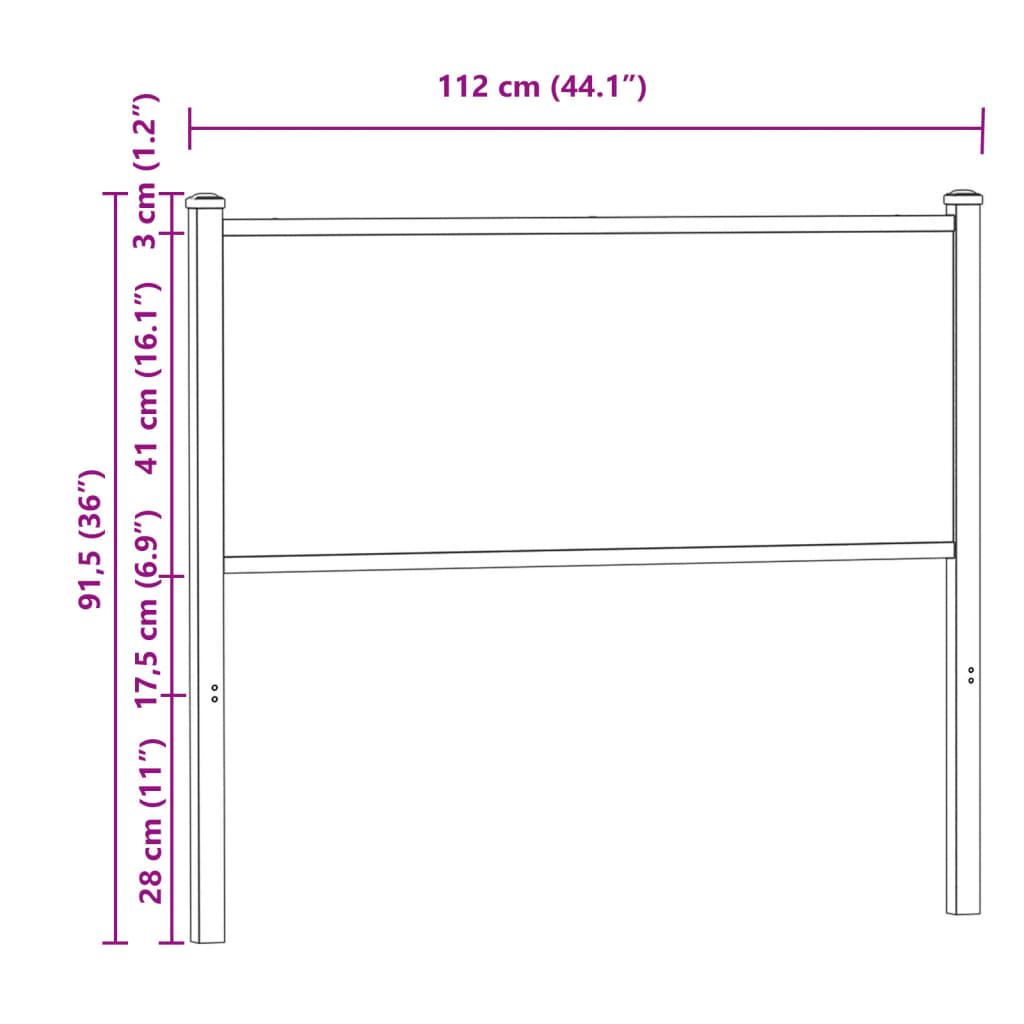 Tête de lit chêne fumé 107 cm bois d'ingénierie et acier Têtes et pieds de lit vidaXL   