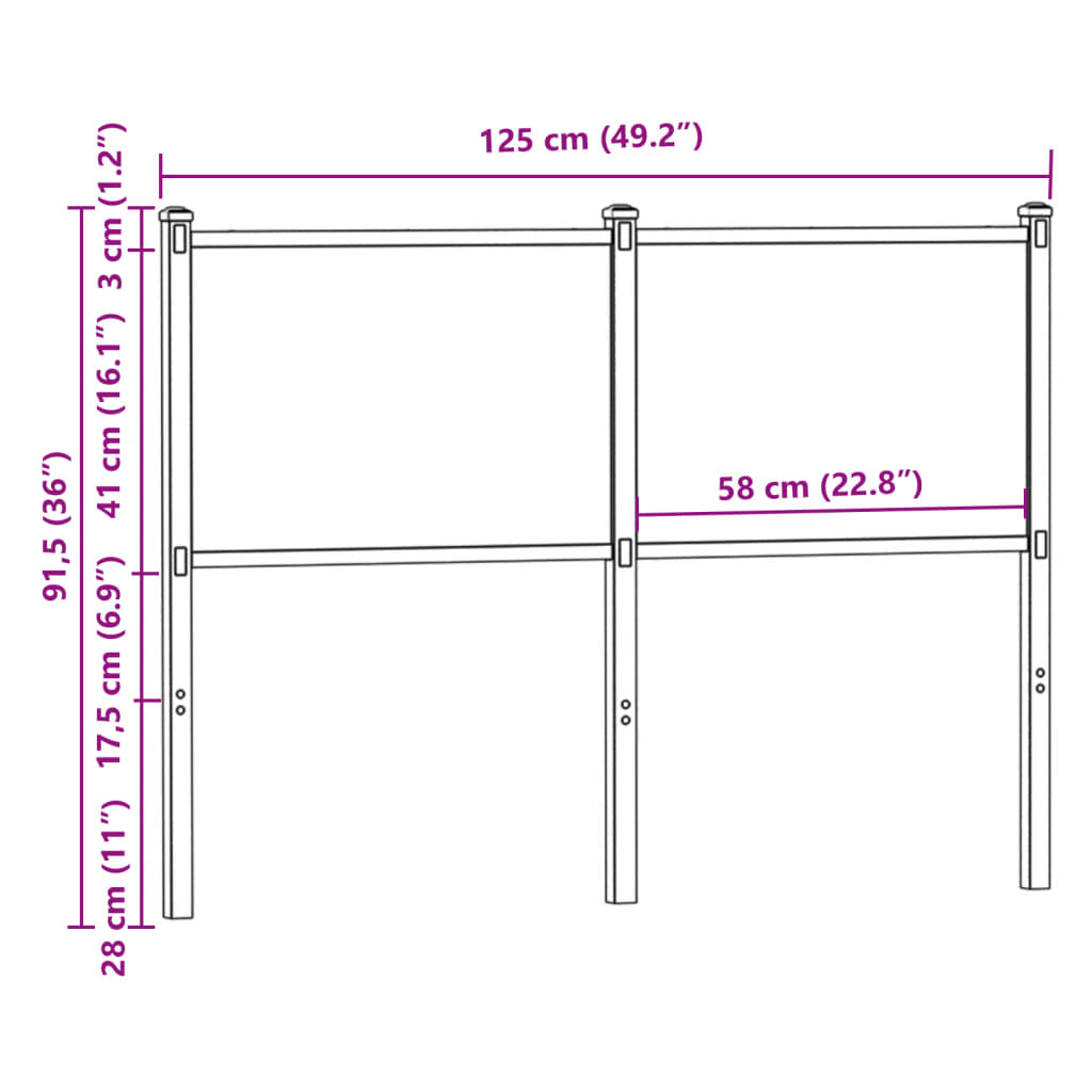 Tête de lit chêne fumé 120 cm bois d'ingénierie et acier Têtes et pieds de lit vidaXL   