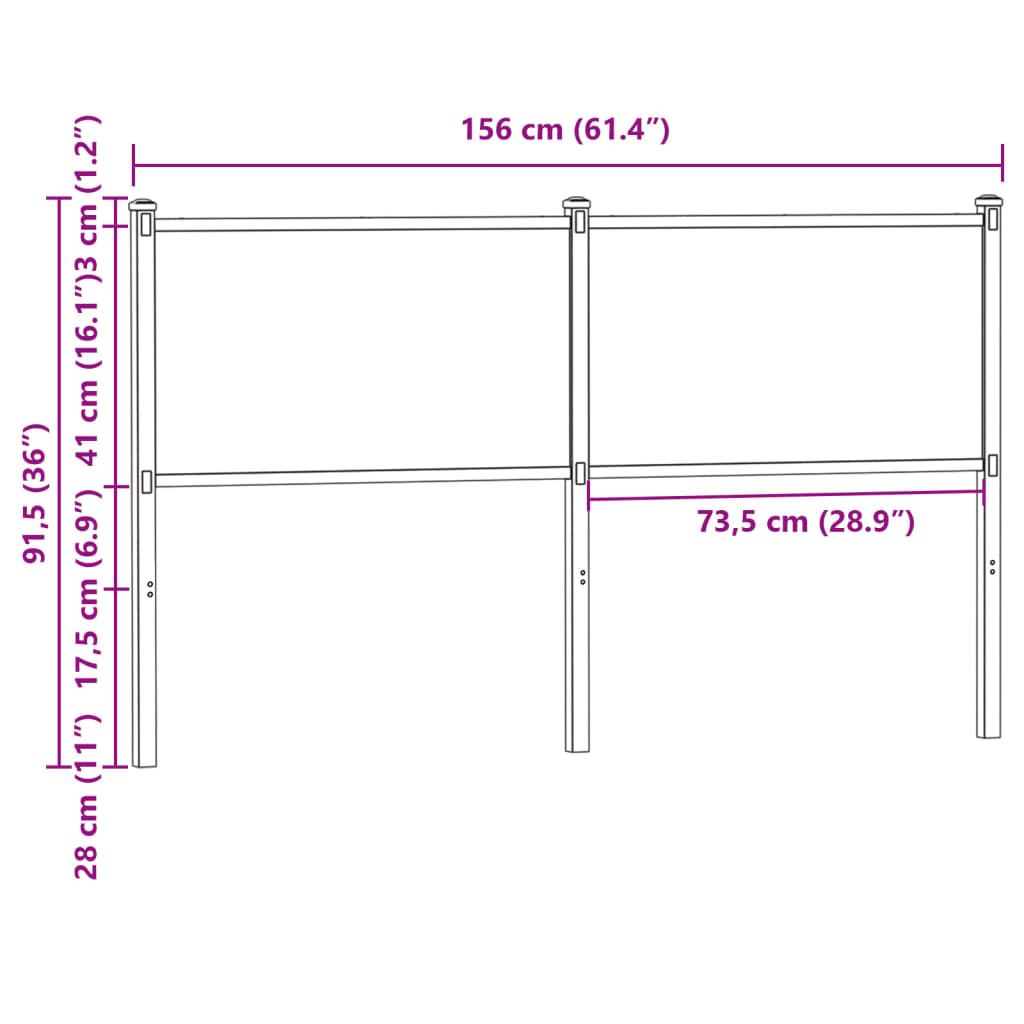 Tête de lit chêne fumé 150 cm bois d'ingénierie et acier Têtes et pieds de lit vidaXL   