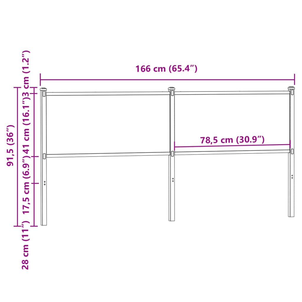 Tête de lit chêne fumé 160 cm bois d'ingénierie et acier Têtes et pieds de lit vidaXL   