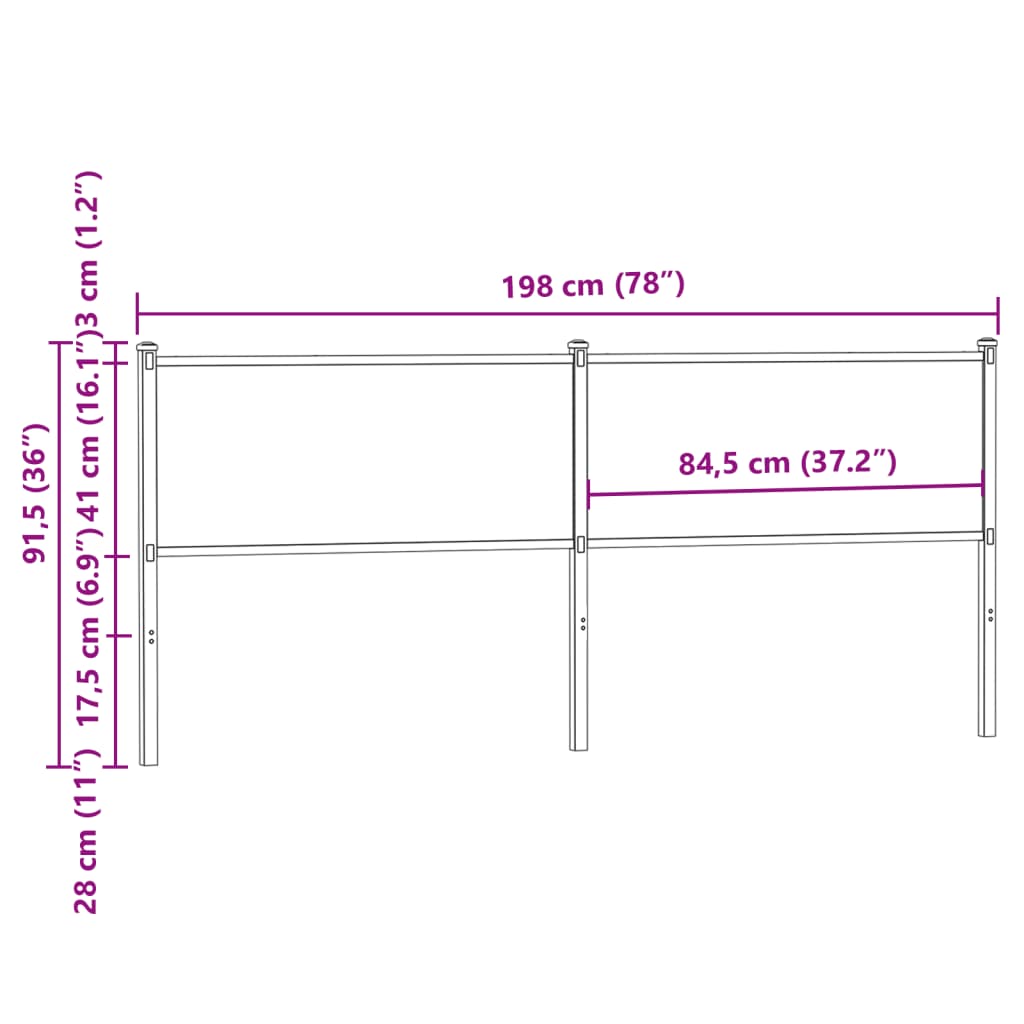 Tête de lit chêne fumé 190 cm bois d'ingénierie et acier Têtes et pieds de lit vidaXL   